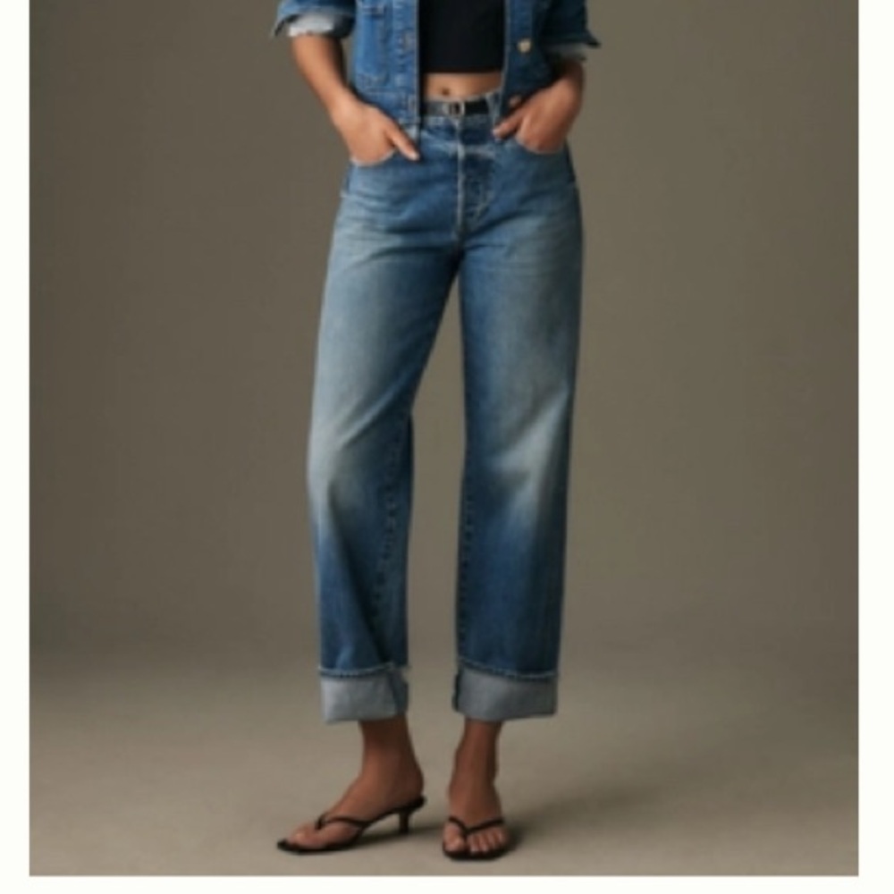 AMO Women's Mid Rise Straight Leg Blue Jeans